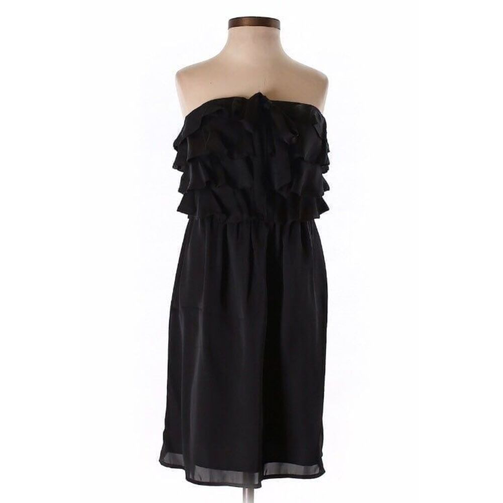 American Eagle Black Size 0 Ruffle Tiered Pleated Empire Waist Strapless Dress